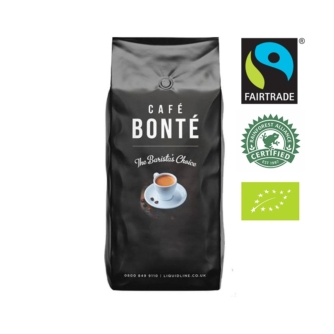 bag of Cafe Bonte Tripple Certified Fairtrade Rainforest Alliance Organic coffee beans