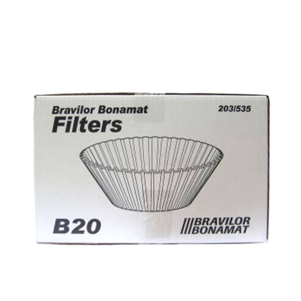 box of Bravilor bonamat conical coffee filter papers for b20