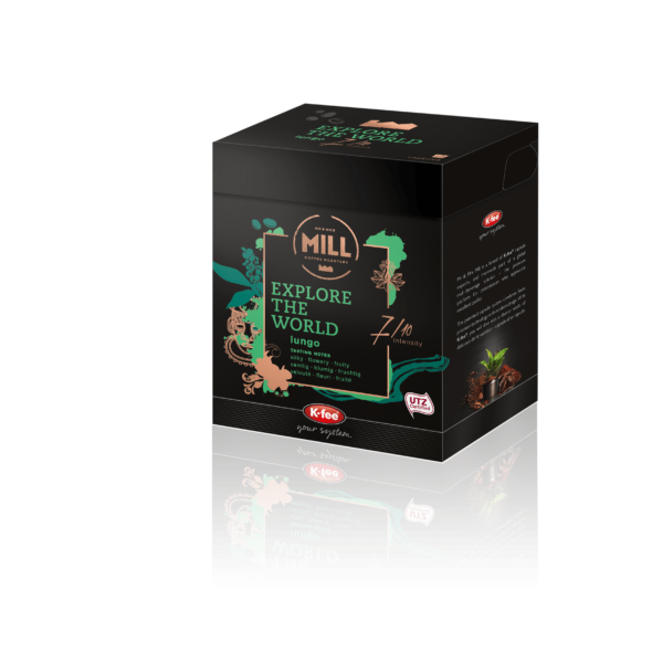 box of Kfee Mr and Mrs Mills explore the world lungo coffee pod
