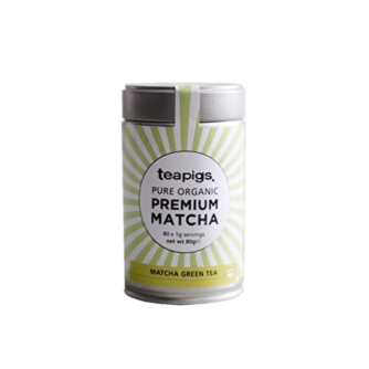 tin of teapigs pure organic premium match green tea