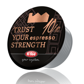 Kfee Mr and Mrs Mills trust your strength espresso coffee pod