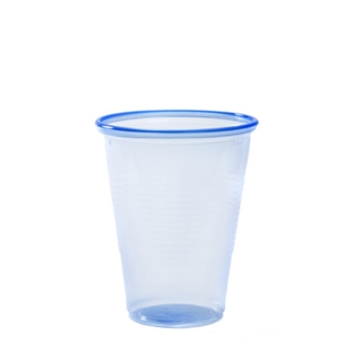 transparent blue plastic 7oz cup