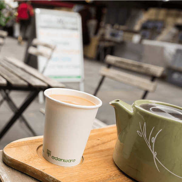 Edenware single wall cup on cafe table