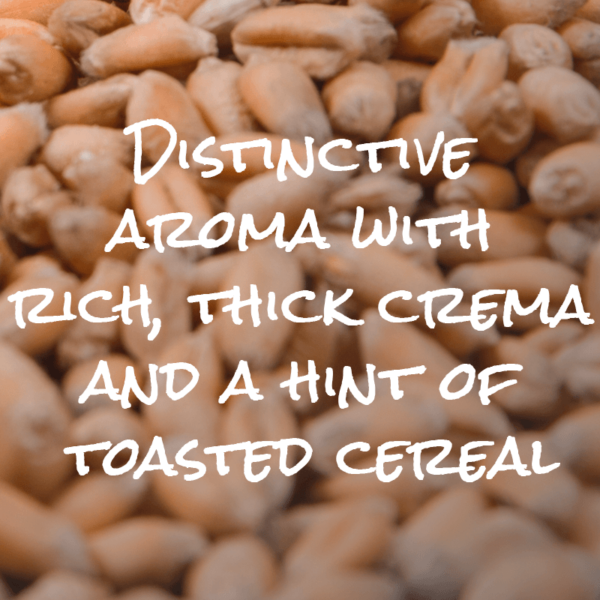 Distinctive aroma with rich, thick crema and hint of toasted cereal